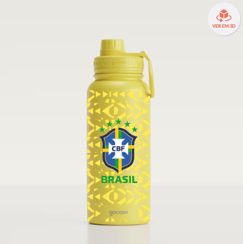 Garrafa Fresh CBF amarela frente com escudo Brasil